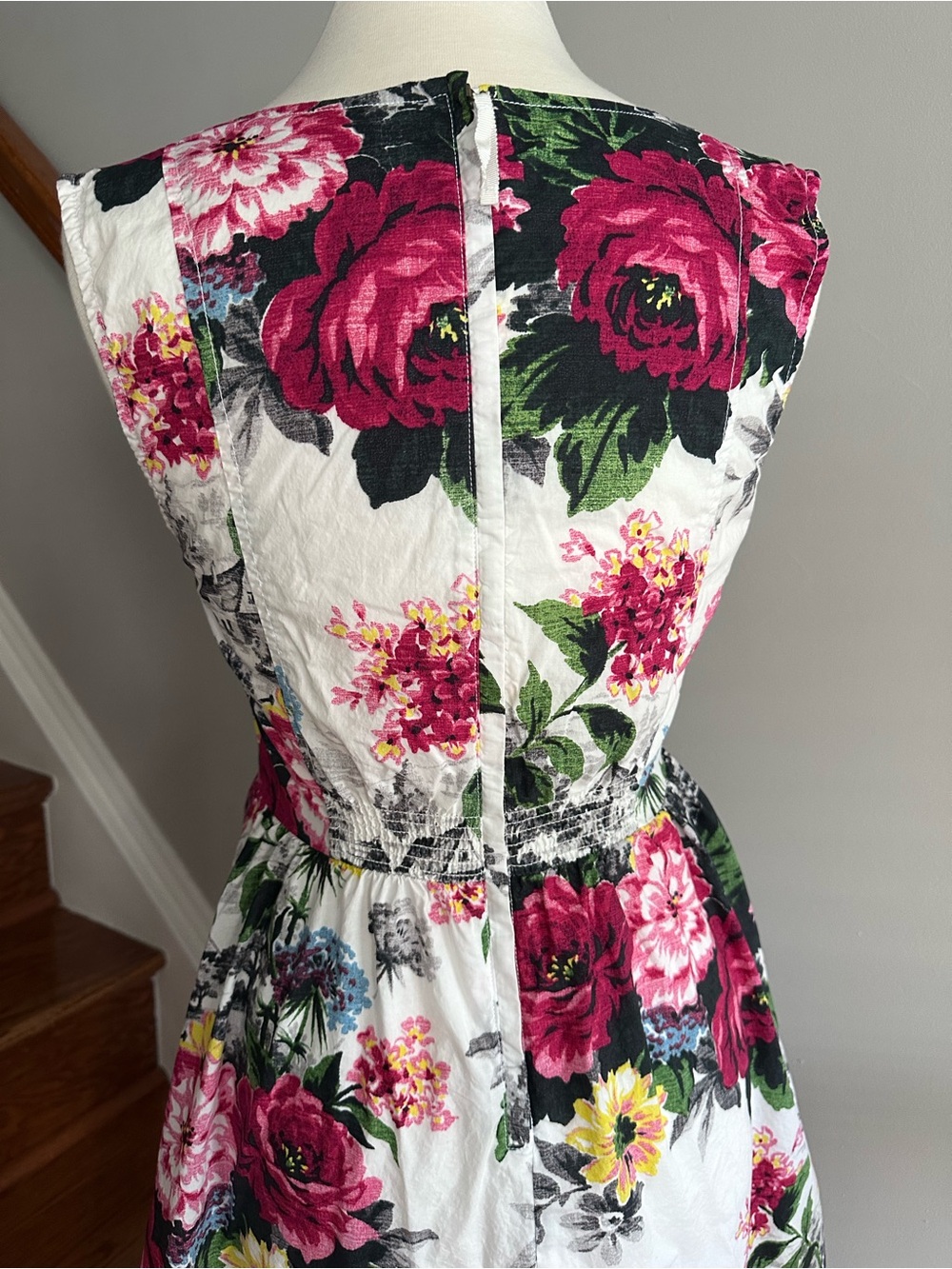 Anthropologie White Dress with Pink & Yellow Floral Print - Picture 3 of 12